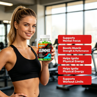 Gummies de Créatine Pré-Entraînement pour Adultes : Améliore la Concentration et l'Endurance, Complément Performance