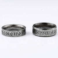 Viking Gravé Old Magic Titane Bague En Acier Inoxydable 316L Vintage Oracle Bague Pour Hommes