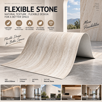 Panneau mural minimaliste ignifuge B1 en feuille de céramique souple en pierre flexible, texture travertin naturel, pliable, imperméable et ignifuge