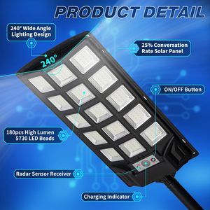 Solar High Power <b>Motion</b> <b>Sensor</b> Road ABS Waterproof IP65 All-in-One <b>LED</b> Street <b>Light</b> Outdoor - Product Image 5