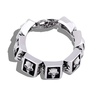 Acero inoxidable de los hombres cráneo Biker joyería Hip-hop Punk forma cuadrada esqueleto cráneo patrón hombres fundido pulsera - Product Image 4