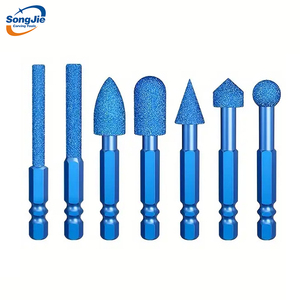Fabricants Vente en gros Kit d'outils de meulage Tête de meulage en diamant émeri à tige en céramique brasée pour céramique verre marbre - Product Image 1