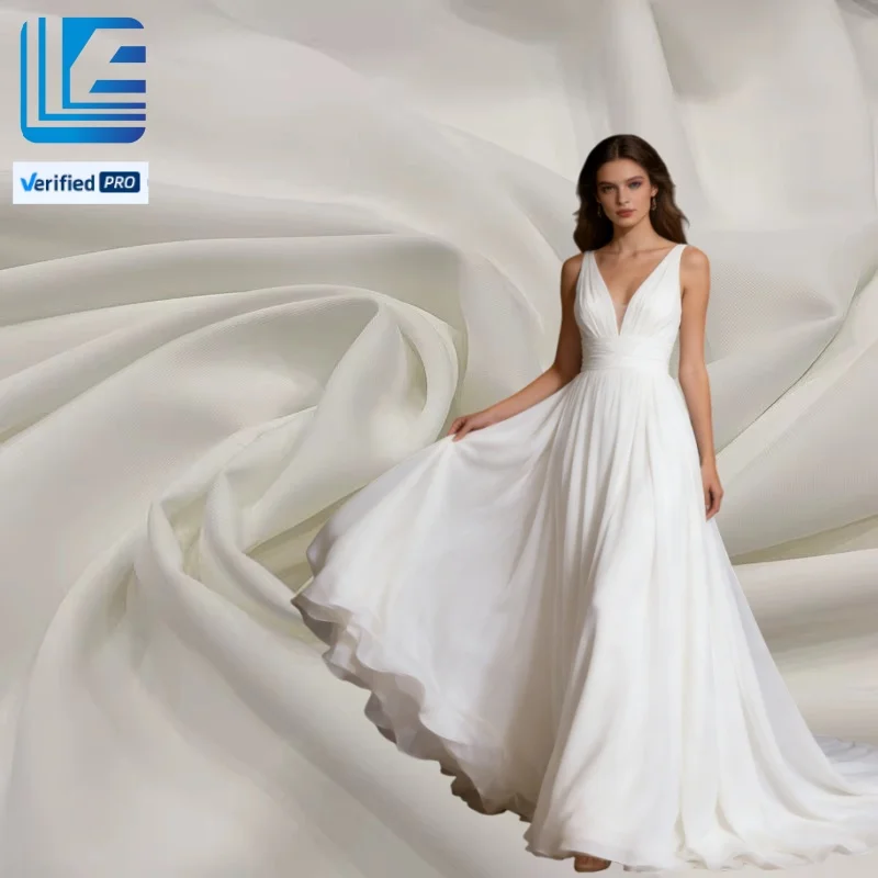 High Quality Stretch White Chiffon Fabric Girls Hijab Wedding Accessories Breathable Lightweight 100% Polyester Eco-Friendly