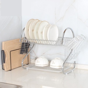 Égouttoir à vaisselle à 2 niveaux en acier inoxydable - Avec porte-couverts et porte-gobelets, <span class=keywords><strong>bac</strong></span> de récupération d'eau inclus, facile à nettoyer et à ranger dans la cuisine ou près de l'évier - Product Image 5