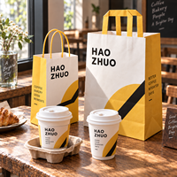 Sac en papier kraft de qualité supérieure, sac d'épicerie, emballage pour café, sac en papier kraft uni de haute qualité pour les cafés à emporter
