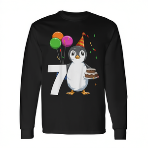 T-shirt à manches longues pour enfants, tenue de fête d'anniversaire du 7e anniversaire, motif pingouin - Product Image 2
