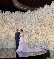 Arche de mariage royale en métal décorative, grand écran floral doré ondulé pliable, toile de fond facile à assembler pour événements
