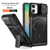 Coque de Téléphone Durable Anti-Chute avec Support Béquille PC et TPU Magnétique Puissant et Fenêtre Coulissante pour Samsung A06 A15 A26