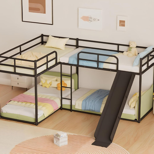 Lits superposés en métal bon marché, design avec escalier et espace de rangement, adaptés aux hôtels, aux employés d'usine, aux écoles, aux lits d'étudiants, aux dortoirs - Product Image 4