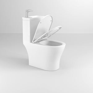 Toilet Keramik Satu Bagian Model Tornado Washdown Bulat untuk Kamar Mandi Timur Tengah, Dilengkapi Wastafel dan Keran, GOSE 3042D - Product Image 4
