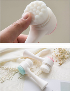 Microfiber Face Cleansing Brush Long Handle Deep Pore Cleaning <b>Silicone</b> Wash <b>Tool</b> - Product Image 6