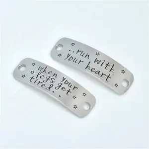 Yiwu Aceon Stainless Steel Two Holes Curved Slide Shoe Tag Star Spirit Text Stamped Bracelet Making ID Connect Dog Tag