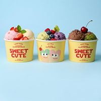 Gobelet à crème glacée jetable personnalisé, bol en papier pour crème glacée à motif animal de dessin animé, bol à yaourt, gobelet en papier pour pudding, boîte à gâteau en papier