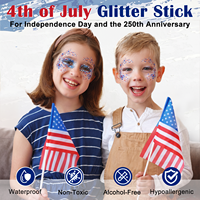 YECUCE Stick de paillettes pour le visage et le corps, rouge, blanc et bleu patriotiques, pour le maquillage du 4 juillet, Jour de l'Indépendance