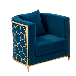 Sandaran Tangan Beludru Mewah untuk Ruang Tamu Kursi Santai Bingkai Baja Tahan Karat Kursi <span class=keywords><strong>Sofa</strong></span> Tunggal - Product Image 1