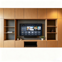 Meubles TV sur mesure directement de l'usine, design à grain de bois délicat, console TV murale flottante suspendue