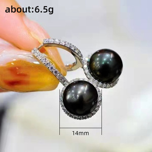 Baroque <b>Black</b> Pearl Look Drop <b>Earrings</b> For Women Vintage Sparkling Stone <b>Dangle</b> Ear Jewelry - Product Image 5