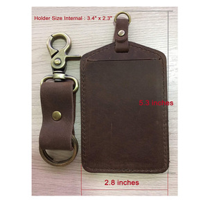 Porta tarjetas de identificación de cuero genuino, porta credenciales, porta tarjetas de piel de vaca de primera calidad, ranuras personalizables para tarjetas de acceso de empleados - Product Image 2