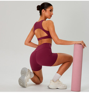 Wholesale Women High Neck Cutout Open <b>Back</b> Racerback Sports Bra Removable Padded <b>Low</b> Impact Yoga Crop <b>Top</b> Pilates Fitness Bra - Product Image 6