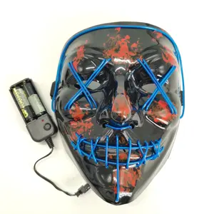 2022 Fashion Cool EL Wire maschera di plastica colorato neon glow in the dark el wire Mask per Halloween Party Cosplay