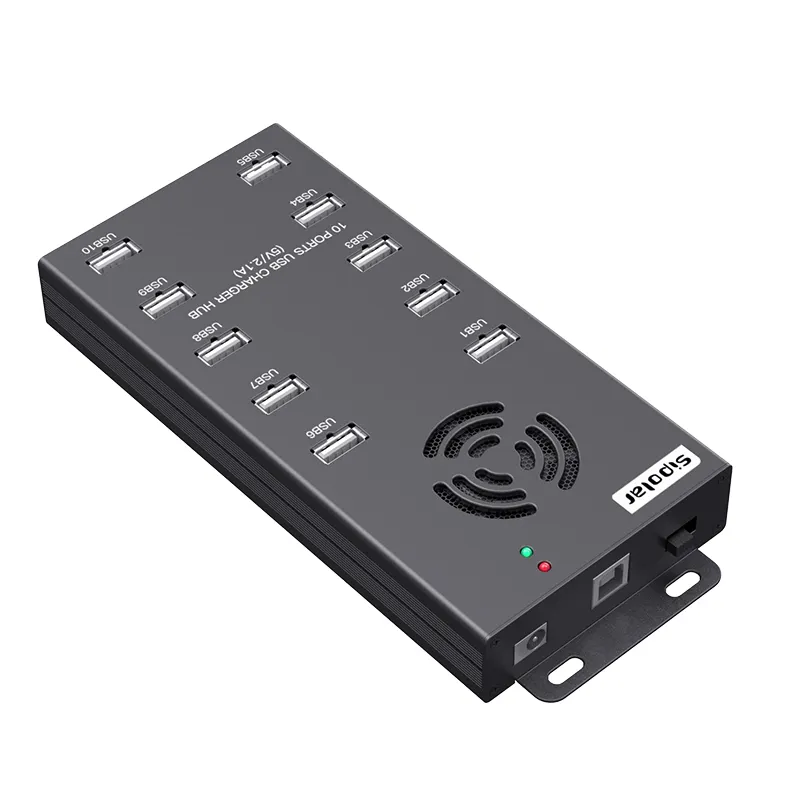 Sipolar A-400 hub usb 2.0 carregador usb para carro com 10 portas, estação de carregamento elétrica de 120 W, hub usb com 10 portas