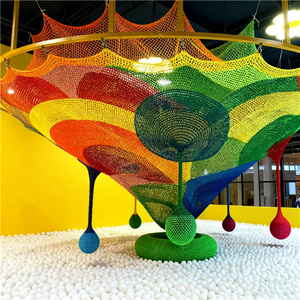 Geschorst 3d Honingraat Doolhof <span class=keywords><strong>Net</strong></span> Met Trampoline Vloeren Voor Interactieve Klimervaring In Amusement Speeltuin Ontwerp - Product Image 1