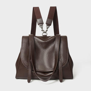 Sac à dos rétro en cuir véritable grande capacité, sac à dos en cuir souple tendance, sac à bandoulière de style universitaire, sac de voyage, sac bandoulière - Product Image 4