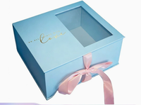Boîtes cadeaux personnalisées en gros, finition mate, avec fenêtre transparente et nœud en ruban de satin, ruban de luxe avec poignée, couleurs pastel assorties