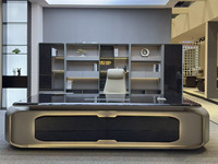 Bureau de direction de luxe en forme de L, bureau d'ordinateur pour PDG, mobilier de bureau en bois, design moderne, ensemble table et chaise de bureau pour manager