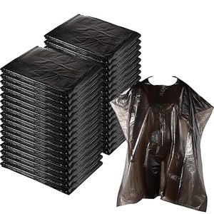 Capa de Salón Impermeable Reutilizable de Material PE para Estilistas, Capa Simple para Barbería, Color Negro, para Tinte, Corte y Coloración, Duradera y Ecológica - Product Image 1