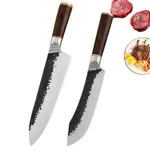 兴业5CR15手工切菜刀高碳钢锻造屠刀厨师刀套装烹饪刀