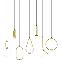 Lustre créatif de style nordique pour restaurant, chambre, bar, comptoir, couloir - Luminaires LED suspendus en fer doré avec variateur d'intensité