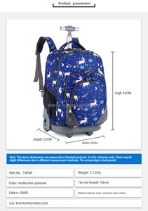 2025 Cartoon Trolley School Backpack Waterproof Oxford Trolley Bag Sports Style Business Travel and Luggage Storage Backpack - Product Image 5