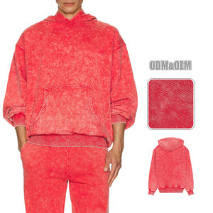 Kingsen Sun Faded Cotton Pull épais à capuche pour hommes French Terry Vintage Washed Heavyweight Hoodie Hip Hop Design - Product Image 3