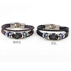 สร้อยข้อมือรูปกากบาท โลหะผสมสังกะสี สีกาแฟดำ เครื่องประดับสำหรับทุกเพศ ของขวัญ ดีไซน์รูปตัวยู - Product Image 3