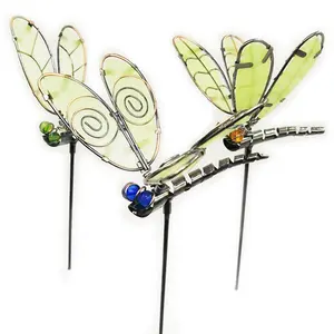 Bâtons de libellule lumineux qui brillent dans la nuit, décoration de jardin, en métal, piquet d'animaux