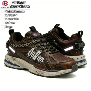 Sneakers Chunky High Street Core - <span class=keywords><strong>Scarpe</strong></span> Gotiche Punk in Denim da Uomo con Borchie, Dettagli Riflettenti e Personalizzazione OEM ODM - Product Image 4