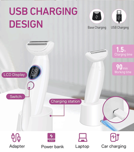 5 в 1 водонепроницаемый женский эпилятор перезаряжаемый безболезненный для удаления волос для ног, бикини, подмышек с триммером и бритвой - Product Image 3