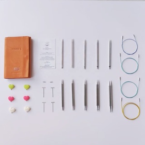 Kim đan tròn đa năng bằng thép không gỉ cao cấp Lotus Yarns PAMIR 5 inch, 10 đôi, cỡ 360 °   Bộ dụng cụ đan len xoay tay - Product Image 1