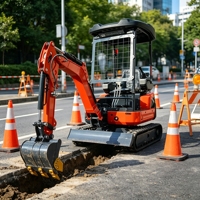 Mini-excavatrice compacte de 1,6 tonne, excavatrice sur chenilles avec système hydraulique CE Euro 5, mini-excavatrice pour l'aménagement paysager, la construction agricole