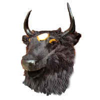 Masque de tête de vache fait main, réaliste, en fourrure, modèle animal creux et rigide pour Halloween, cosplay ou décoration murale