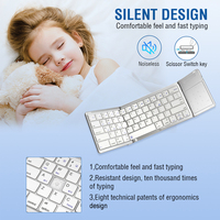 Clavier pliable sans fil BT avec pavé tactile en aluminium ultra fin portable 64 touches
