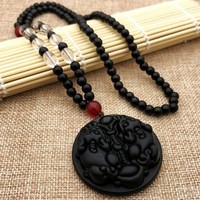 Bijoux chinois en gros Noir Thaïlande Bouddha Pendentif Dragon Pierre Pendentif Collier Obtenir le dernier prix