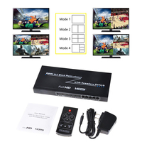 YUNZUO Full HD 1080P 4x1 HDMI 4 à 1 Quad Multi Viewer Switcher HDMI 4x1 Quad Multi-Viewer avec interrupteur sans couture