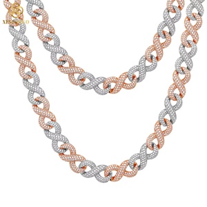 สร้อยคอแบบ Cuban Link ชุบทอง <span class=keywords><strong>2</strong></span> สี ขนาด 16 มม. ประดับเพชรเทียม สำหรับผู้ชาย แบรนด์ Xs <span class=keywords><strong>Rapper</strong></span> Boy's Hop Jewelry - Product Image 1