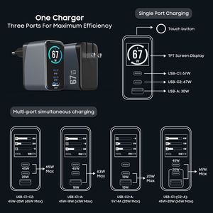 Top <span class=keywords><strong>chargeur</strong></span> Usb C 65w avec écran PPS PD QC Smartphones universels 67w charge rapide Type c téléphone portable KC PD 65w <span class=keywords><strong>chargeur</strong></span> Gan - Product Image 5
