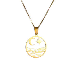 สร้อยคอจี้รูปดาวพระจันทร์กลวงสแตนเลสใหม่สำหรับผู้หญิงผู้ชาย สร้อยคอแบบโชคเกอร์  เครื่องประดับแฟชั่น ขายส่ง - Product Image 6