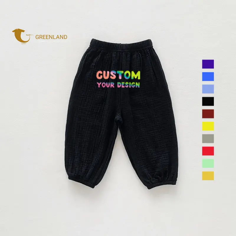 Children Clothing High Soft Breathable Cotton Muslin Pants For Cute Girl Custom Casual Wear Girl's Harem Pants
