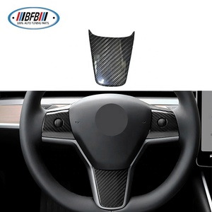 Housse de volant en fibre de carbone sèche véritable 3PS pour <span class=keywords><strong>Tesla</strong></span> <span class=keywords><strong>Model</strong></span> 3 2018-2019 - Product Image 1