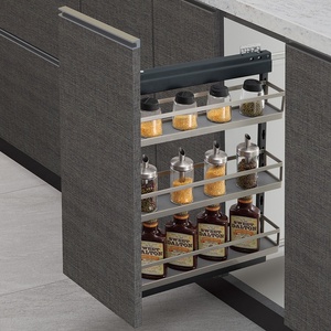Kitchen cabinet side install nano powder coating soft close slide out pullout pull-out spice storage shelf rack organizer basket